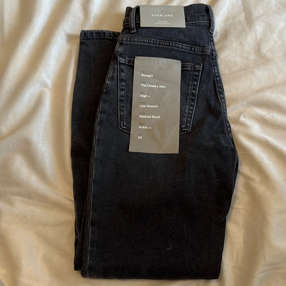 EVERLANE The Cheeky Jean High Rise Black NEW Size 24 Ankle